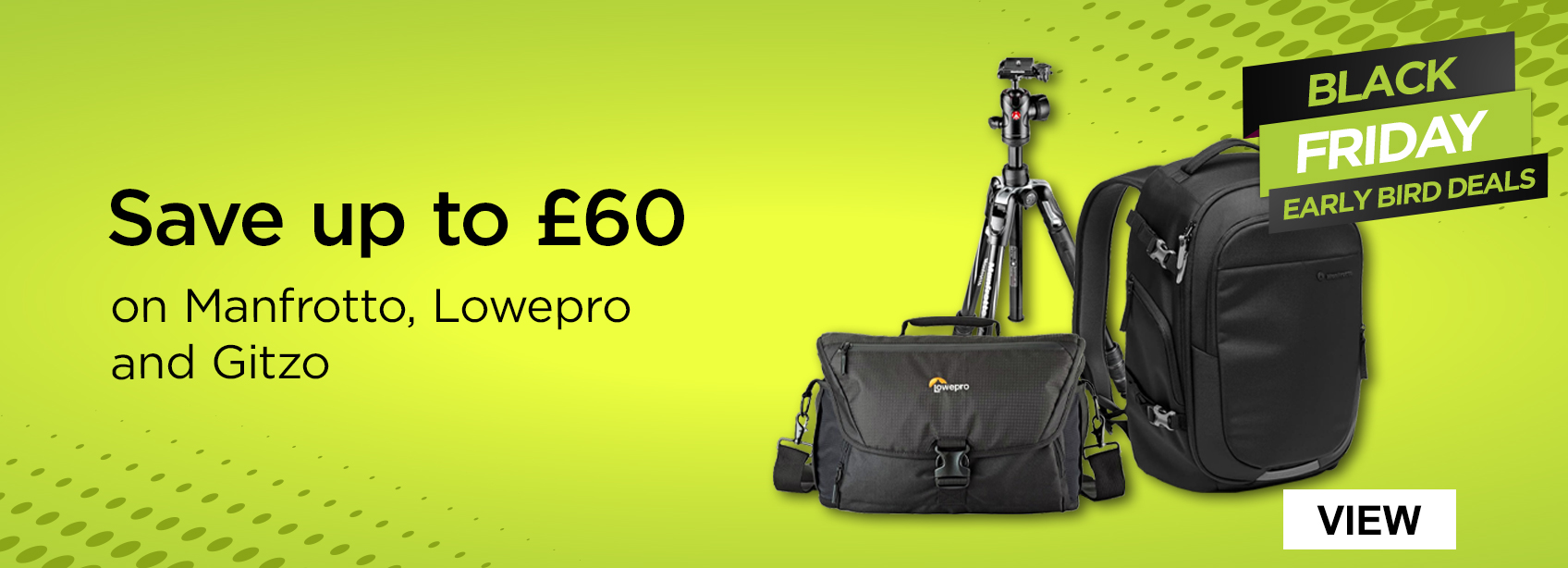 Save up to £60 on Manfrotto, Lowepro and Gitzo