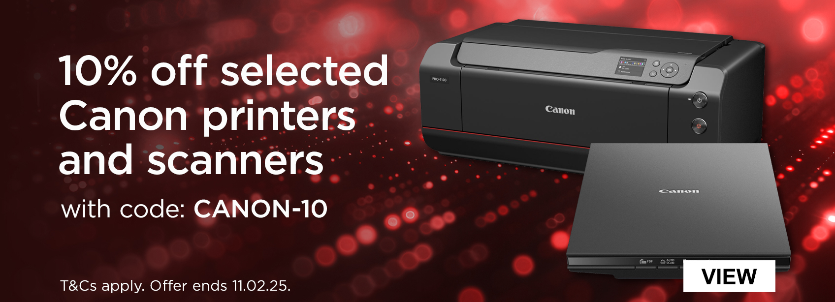 10% off selected Canon printers and scanner with code CANON-10